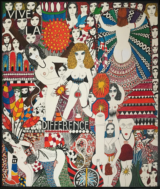 Dorothy Iannone, Vive la Difference, 1979   Gouache auf Bristolkarton, 69,85 x 59,69 cm