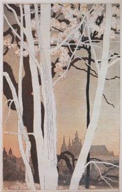 Войтех Прейсіг, «Градчани навесні», 1907 р Національна галерея в Празі   Чеські художники в той час надихалися не тільки японської кольорової ксилографією (гравюрою на дереві), яка, без сумніву, є унікальним явищем світового мистецтва, а й, в цілому, принципами японської естетики і характерною для неї композиції в живописі і мотивами, підкреслює Маркета Ханова