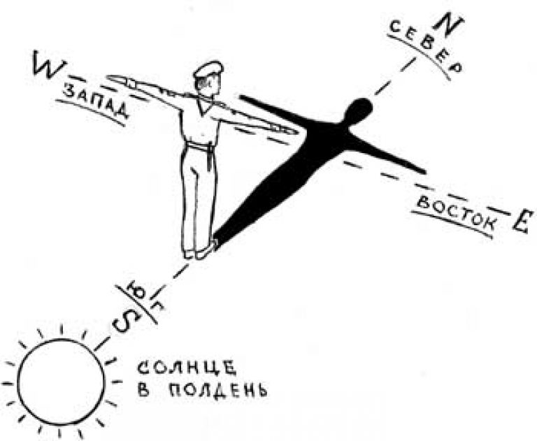 Найпростіший метод визначення полюсів - відвернутися в літній полудень від сонця, вставши до нього спиною