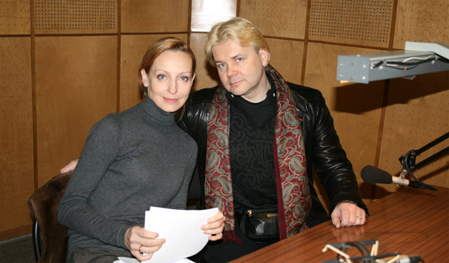 Ілзе і Андріс Лієпа в студії радіо Орфей