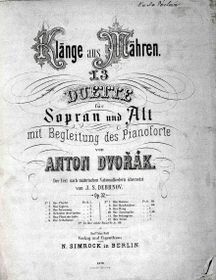 «Моравские дуети», 1878 р Фото: відкритий джерело   Брамс також пише в своєму посланні, що назва твору, як і сам текст, «наведені, на жаль, лише чеською мовою»